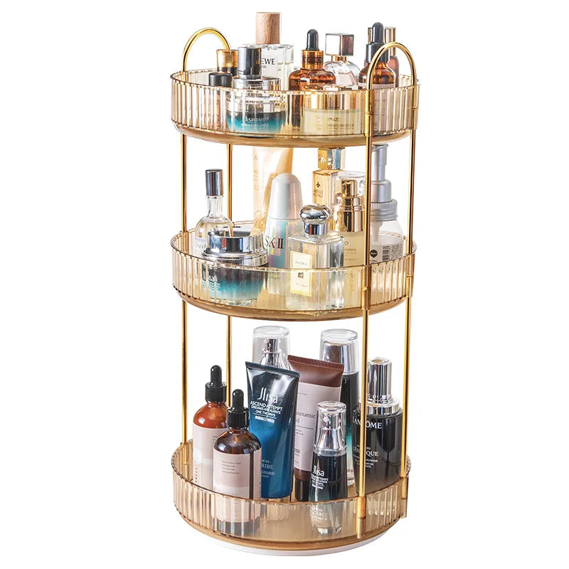 OWNSWING Cosmetic Storage Box Can Be Rotated Storage Rack Multi-functional Network Red Transparent Dresser Organizer Shelf