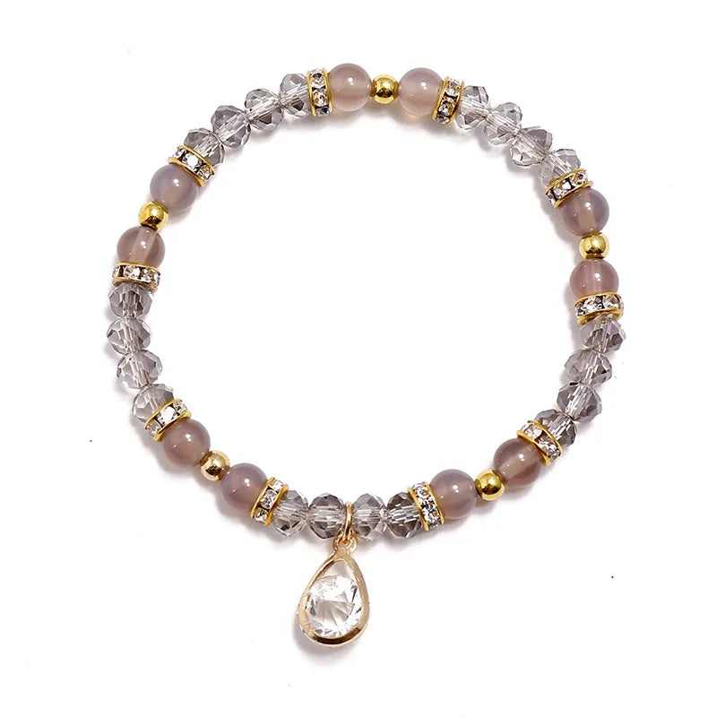Women's Fashion Charm Bracelets Wholesale Elastic Stretch Crystal Beads for Friendship Gift Girl Jewelry