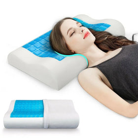 WJ-1102 Summer Cooling Gel Memory Foam Pillow for Cervical Support Neck Relaxing Airplane Use Removable Washable Home Bedroom