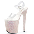 Exotic Flash Powder 20cm Elegant Peep Toe Bride Party Platform Sandals 8Inch Sexy Fetish Model Nightclub Pole Dance Shoes Queen