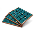 Customized Wholesale Wooden Edge Luxury Jewelry Storage Tray Ring Pendant Necklace Earrings Green Display Tray