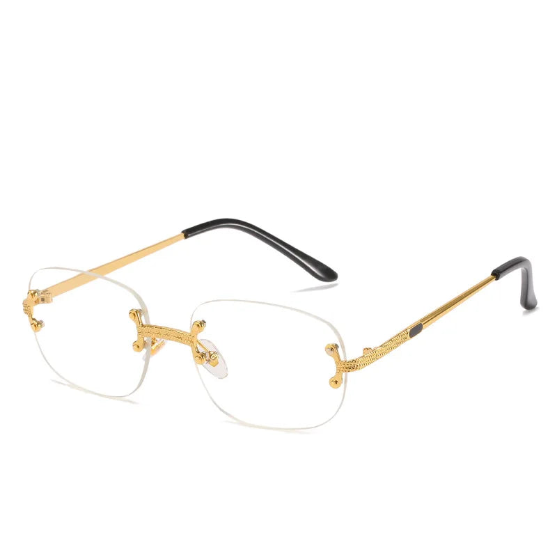 STORY OEM ODM Manufacturer Fashion Trendy Golden Eyeglasses Transparent Rimless Vintage Sunglasses Women
