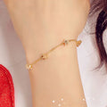 HOVANCI 18K Gold Plated Heart Charms Tassel Bracelet Simple Polished Gold Color Star Charms Bracelet for Sandal