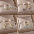 New Simple Leaf Tassel Earrings Color Zircon Drop Earrings Women's Long Animal Earrings Wholesale