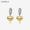 VIANRLA 18K Gold Earring 925 Sterling Silver Jewelry Hoop Earrings Heart Shape Mix Colors Fashion Women's Jewelry