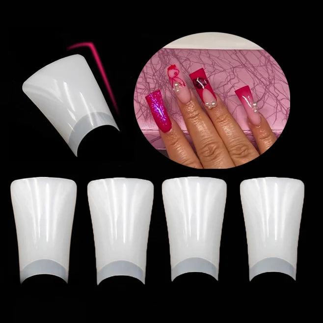 Hot Sale Half Cover French Nail Art Tips Clear Duck Feet Nail Tips 500pcs