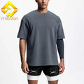 Custom Men's Cotton Jogging Gym Workout Tee Shirt Loose Fit Acid Wash with Short Sleeves for Summer Running