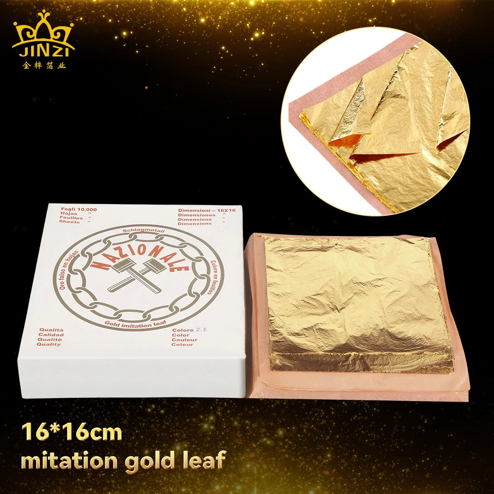 16x16cm Italian Imitation Gold Leaf Foil Sheets for Gilding Furniture Ceiling Home Decoration