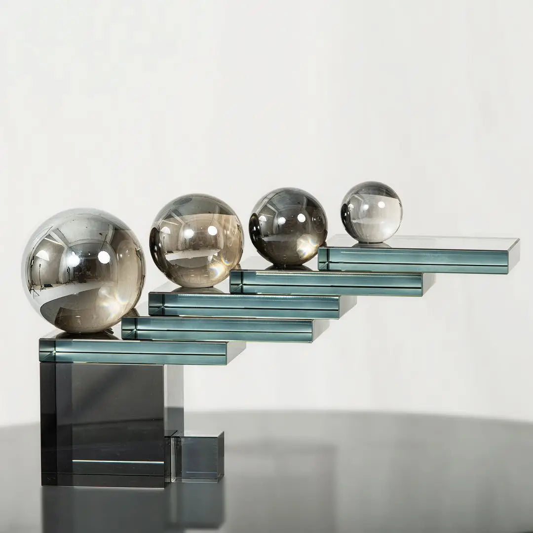 Modern Light Luxury Crystal Glass Crafts Geometric Sculpture for Living Room Interior Home Tabletop Ornaments