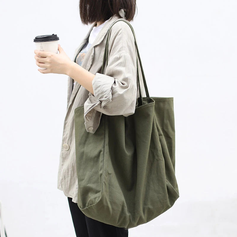 Custom logo Japanese High Quality Reusable Eco-friendly Soft Cotton Canvas Tote Bag Large Capacity Shopping Bags
