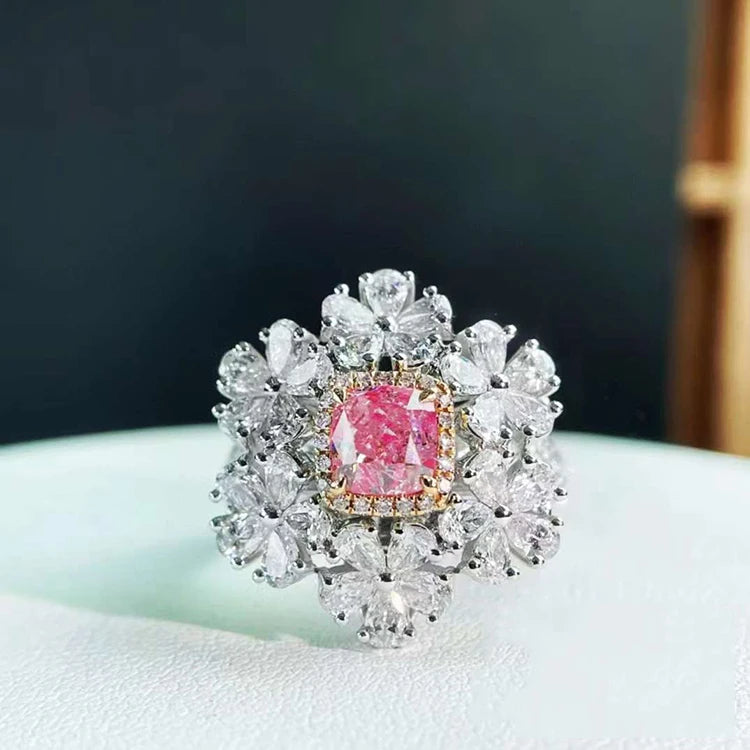 SGARIT Real Diamond Jewelry 18K Gold 1.01CT Natural Pink Diamond Ring Certificate Luxury Jewellery Ladies Engagement Ring