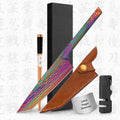 10% Off Custom Logo Vacuum Baking Full-Tang 5 Inch Timascus Handmade Damascus Steak Knives with Leather Sheath