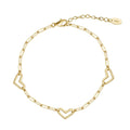 Rinntin SB194 Newest 14K Gold Plated Sterling Silver Jewelry Love Heart Paper Clip Chain for Women Accessories Bracelet