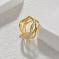 Fashion Jewelry Irregular Ring Wave Minimalist Stainless Steel Open Ring