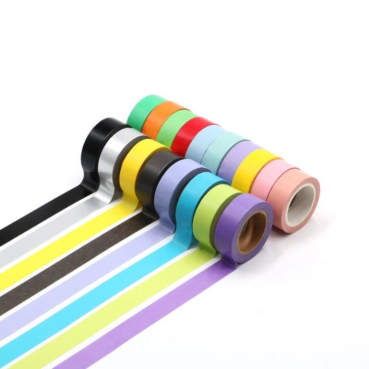 Solid Color Washi Tape Candy 15mm Adhesive Masking Tapes Decoration Lace Stickers Kit for Album Journals Gift Wrapping