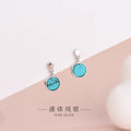 Good Quality  925 Sterling Silver Mini Style Small Turquoise Pendant Earring