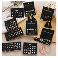 VKME Bohemian Fashion Jewelry Geometric Crystal Heart Stud Earrings Women Pearl Earrings Set