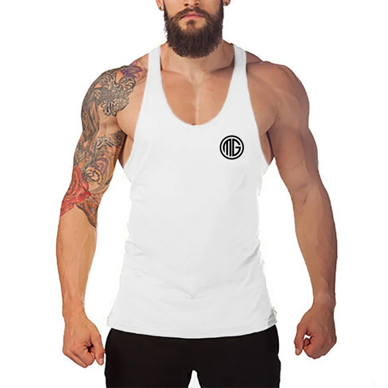 Custom Logo Men Gym Sports Training Workout Summer Print Bodybuilding Fitness Stringer Tank Top