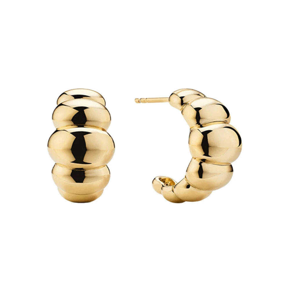 Hip Hop Jewelry 925 Sterling Silver Big Beaded Hoop Earrings Jewellery Gold Plated Chunky Cc Stud Earrings for Women
