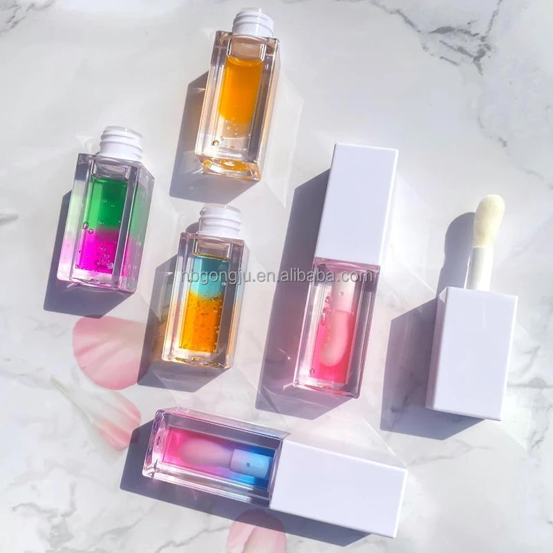 Lip Balm Oil Flavouring Oil Fruits Custom Logo Changing Colors Clear Vegan Lip Plumper Lip Gloss Oil with Low MOQ
