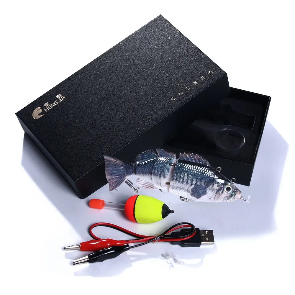 15CM 54G HENGJIA Robotic Fishing Lure Rechargeable Swimming Wobbler Fishing Lures for 4-Segement Electric Fishing Lure