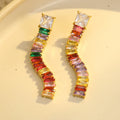 Moissanite Earrings for Women Luxury Shining Crystal Zircon Tassel Earrings 18K Gold Plated Stainless Steel Stud Earring