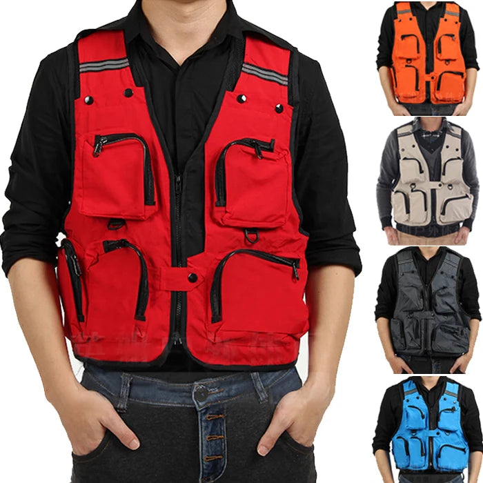Custom Working Gilet Fishing Vest Jacket Cargo Vest With Pockets Sleeveless Men's Vests & Waistcoats