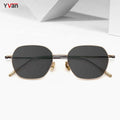 N Style Titanium Sunglasses for Girls Unique Vintage Rectangle Custom Logo Sun Glasses with Polarized Gold Frame