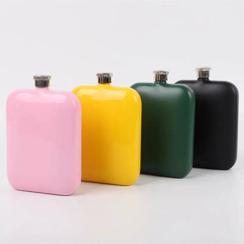 Stocks 304 Pocket Portable Stainless Steel 6oz Mini Hip Flask with Custom Logo Colorful Powder Coated Whisky Gift