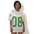 Women Loose Oversized Causal Number 08 Shift Sequin T-Shirt Streetwear Club Cheerleaders Uniform Hip-Hop Sequin Jeresey Tops