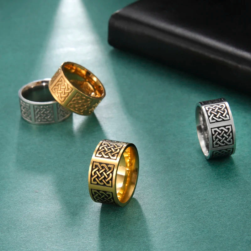 Wholesale Vintage Women  Embossed Rings Jewelry Stainless Steel Celtics Knot Rings Viking Nordic Odin Celtics Knot Rings for Men
