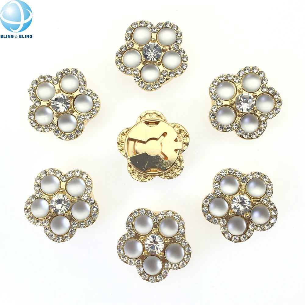 Diamond Removable Button Clip Jewel Colorful Crystal Flower Button Cover for Women Shirt Cufflinks Blouse Accessories Decor