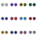 Minimalist 925 Sterling Silver Birthstone Earrings Simple Natural Gemstone Studs for Girls