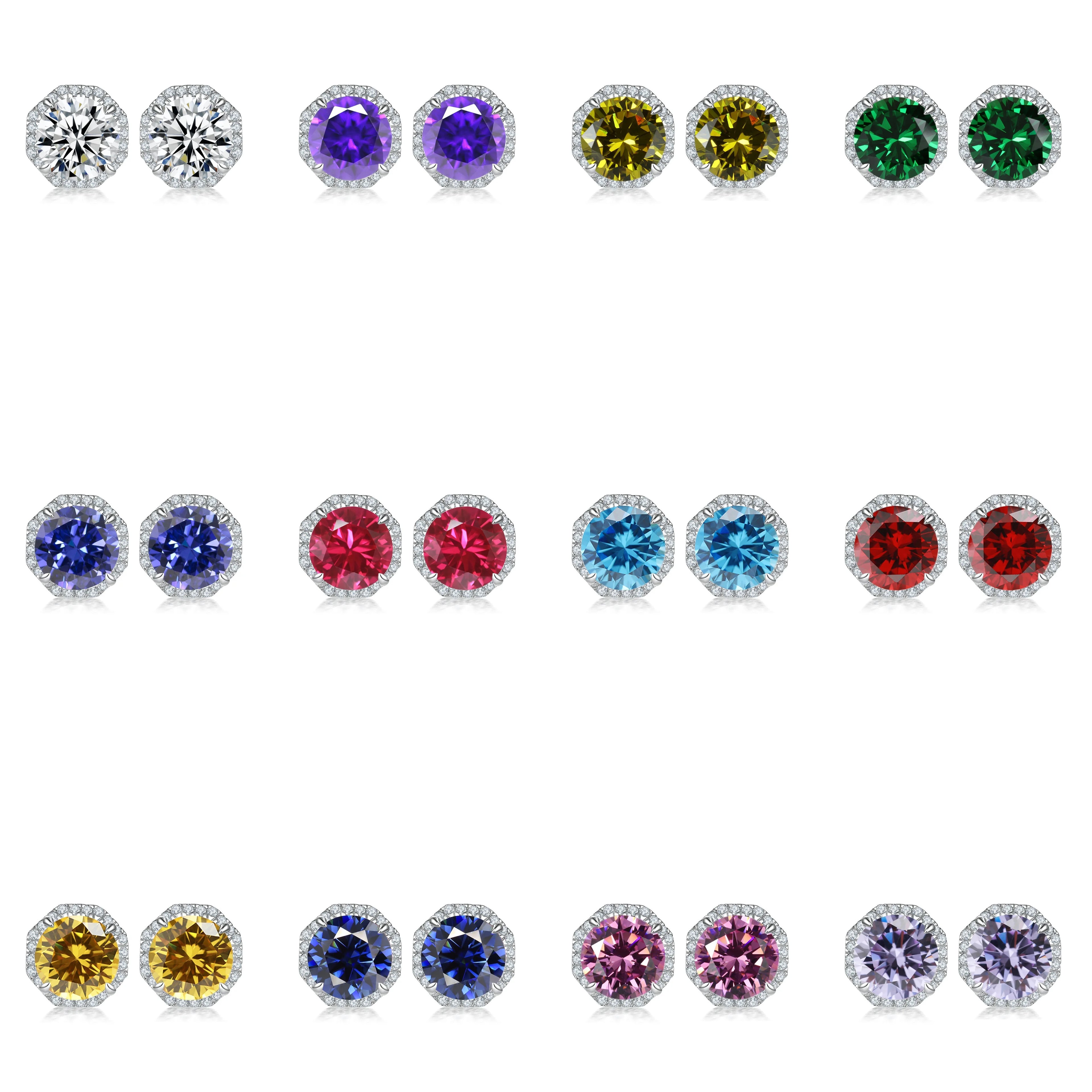 Minimalist 925 Sterling Silver Birthstone Earrings Simple Natural Gemstone Studs for Girls