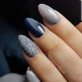Wholesale Temooi ABS False Nails 24Pcs French Design Press on Nails Nail Glue Charming Almond Glitter Convenient Bag Packaging