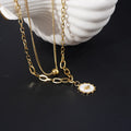 Women's Double Layer Gold Plating Stainless Steel Bee Pattern Pendant Necklace Shell Sun Shape Trendy Christian for Parties
