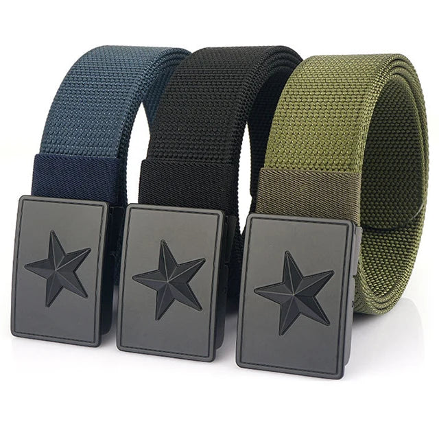 Luxury Fashion Nylon Stretch Fabric Belt  Mens Waist Belts Comfortable Outdoor Durable Elastic Woven Tactical Belt