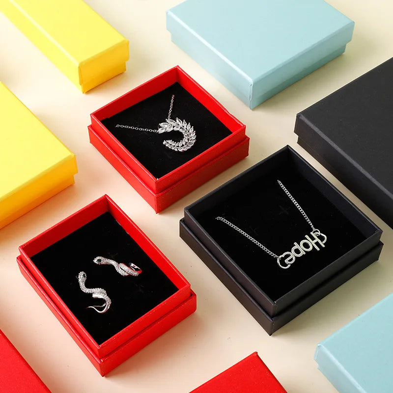 Handmade Colorful Plain Jewelry Box Wholesale Festival Gift Boxes for Ring Necklace Earring Jewelry Packaging