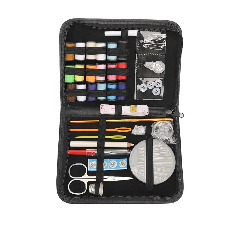 Professional Mini Sewing Kit with Plastic Needle Thread PU Leather Accessories Home Hand DIY Emergency Traveler Adults Beginners