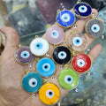 JF7364  Large Big Chunky Multi Colored Rainbow Gold Glaze Lampwork Glass Evil Eyes Coin Amulet Protective Lucky Charm Pendants
