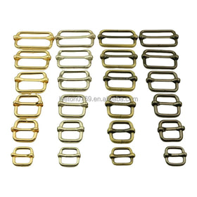 Stock Supply 38mm 1.5inch 38 X 20 X 3.8mm 4 Colors Metal Adjustable Tri-glide Slider Bag Buckle
