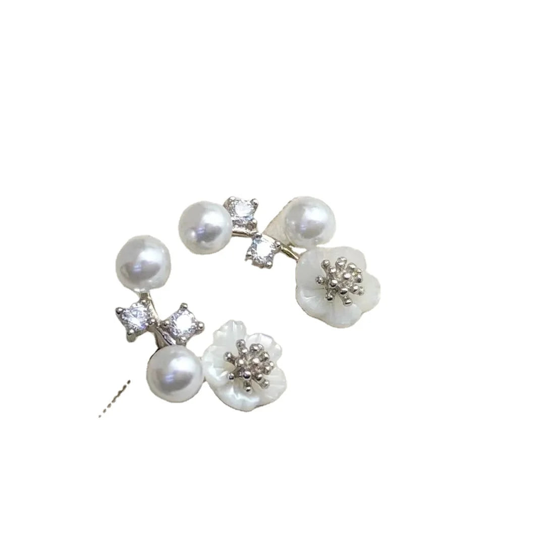 E1519 5-6mm DIY Natural Freshwater Pearl Charm Earrings Mounting Accessory 925 Sterling Silver Gold Plated  Jewelry for Women