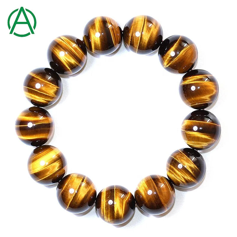 ArthurGem Beaded Bracelets Genuine Yellow Tiger Eye Gemstone High Quality Natural Healing Stone for Women and Men