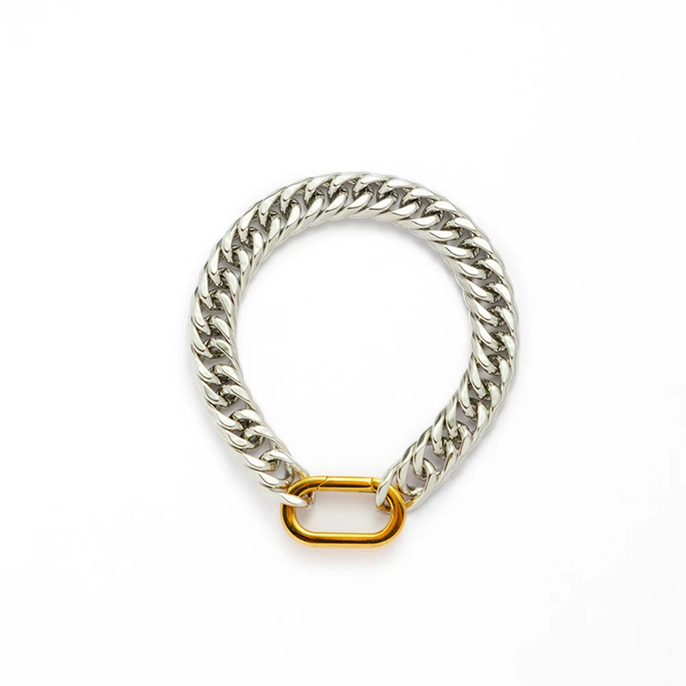 YF5073 Waterproof Cuban Chain Bracelet Non Tarnish Jewelry Mirror Polishing 18K Gold Plated Stainless Steel Two Tone Bracelet