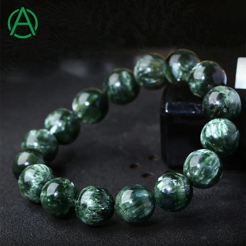 ArthurGem Natural rare Quality Seraphinite Bracelets Natural Healing Stones Seraphinite Gemstone Bracelet for Women Men