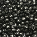 Cheap Plastic 4x7mm Black Alphabet Acrylic Round Beads 100 Pcs/bag for DIY Bracelet Charms Accessories