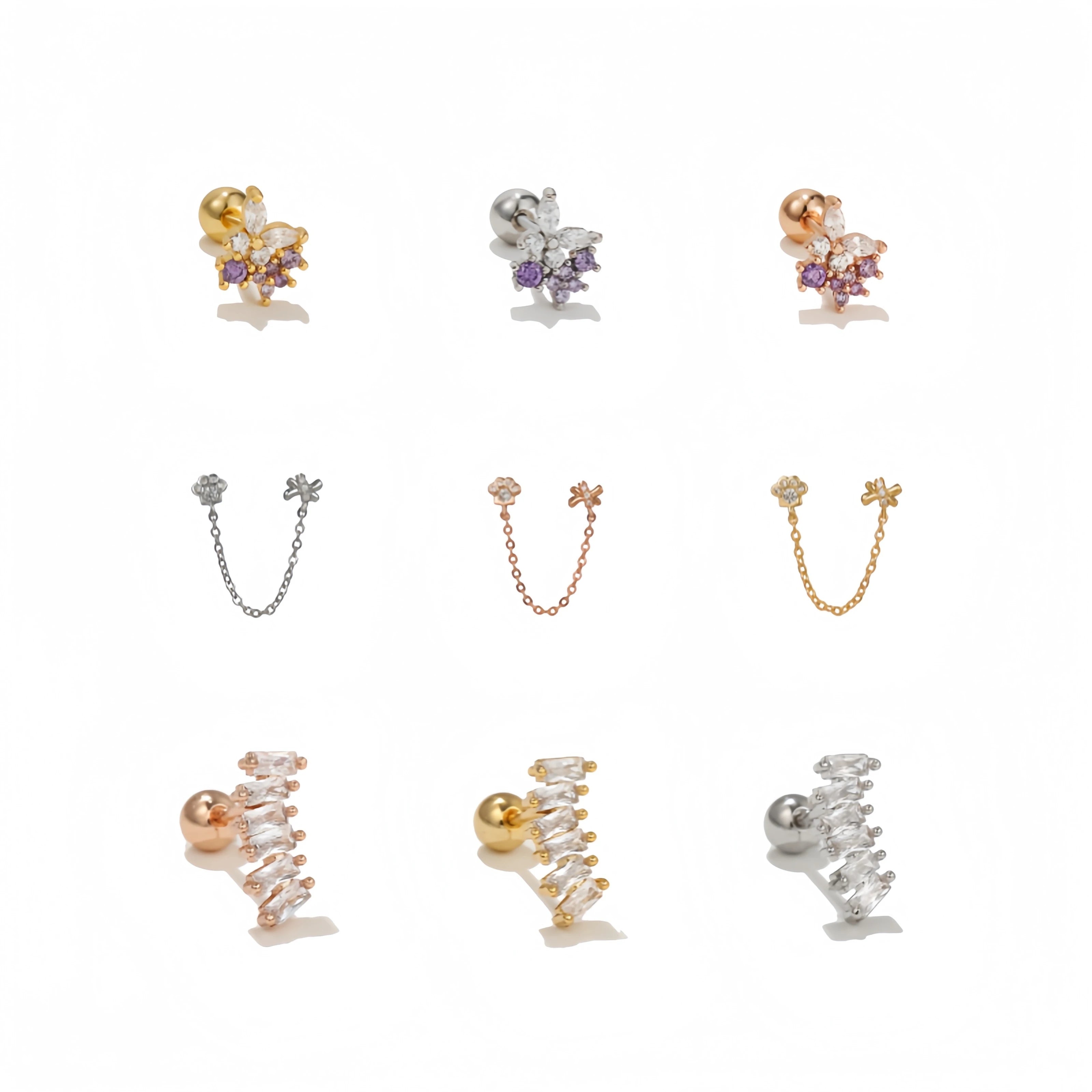 Zuola Trendy 5A Zircon Titanium Stud Earrings Hypoallergenic Secure Delicate Sparkling Minimalist Piercing Jewelry Gold Plated