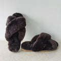 IRWOODS Classic Women's Genuine Australian Sheepskin Fur Slides Comfort Breathable Fluffy Winter Warm Slip Resistant Open Toe