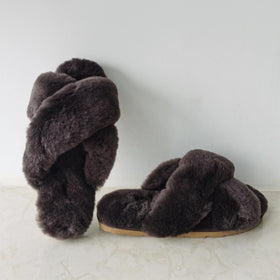 IRWOODS Classic Women's Genuine Australian Sheepskin Fur Open Toe EVA Outsole Slip Resistant Comfort Breathable Winter Fluffy