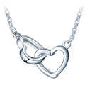 925 Silver Interlocking Heart Necklace for Women Girls